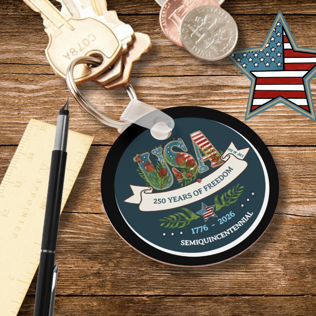 Porte-clés 250 Years of Freedom Elegant Patriotic Blue (250 Years of Freedom Elegant Patriotic Blue Keychain)