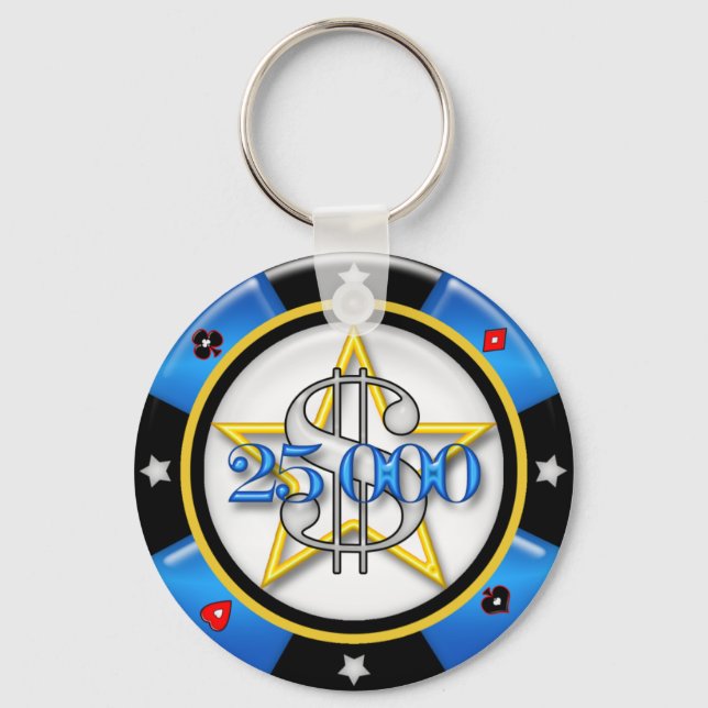 Porte-clés 25 000,00 $ Poker Casino Chip de jeu (Recto)