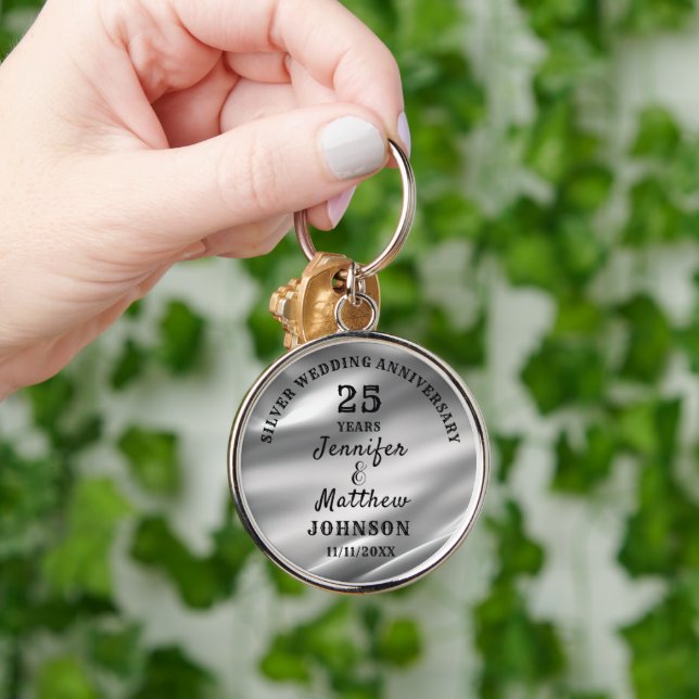 Porte-clés 25ème MARIAGE ANNIVERSAIRE Mariage d'argent modifi (Main)