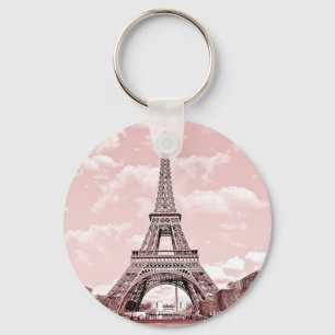 Porte-clés 2,25" Tour Eiffel de base de rose de porte - clé