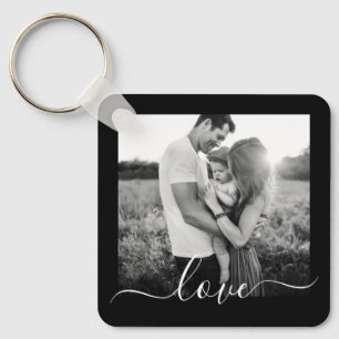 Porte-clés 2 Photo Double face Modèle Aimer Texte Clé métalli