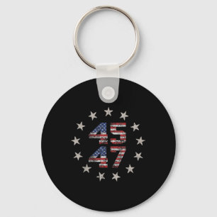 Porte-clés 2 Side Trump 2024 Président 45 47 American Flag Tr