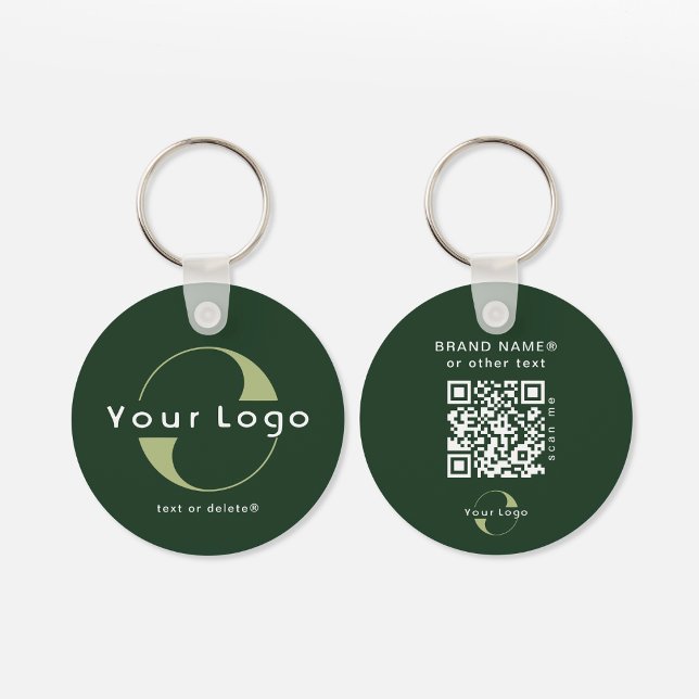 Porte-clés 2 sided Logo & QR Code on Green Company Business K (Créateur téléchargé)