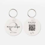 Porte-clés 2 sided Logo QR Code on Off white Company Business<br><div class="desc">Personalized light and waterproof Logo Keychains with a simple minimal design. Add your URL to create QR Code,  logo and text. - available in multiple colors to suit your brand identity,  you can find it here: https://www.zazzle.com/collections/business_double_sided_keychains-119019686064790535</div>