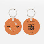 Porte-clés 2 sided Logo & QR Code on Orange Company Business<br><div class="desc">Personalized light and waterproof Logo Keychains with a simple minimal design. Add your URL to create QR Code,  logo and text. - available in multiple colors to suit your brand identity,  you can find it here: https://www.zazzle.com/collections/business_double_sided_keychains-119019686064790535</div>