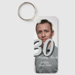 Porte-clés 30e anniversaire ajouter nom date année photo blan