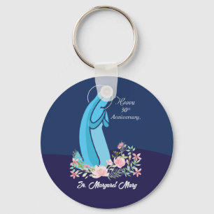 Porte-clés 30e anniversaire de la vie religieuse Nun Fleur ro