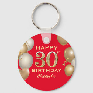 Porte-clés 30e Anniversaire des Ballons Rouge et Or