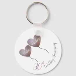 Porte-clés 30e anniversaire du mariage Pearl ballons violets