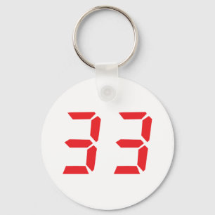 Porte-clés 33 thirty-three red alarm clock digital numbr