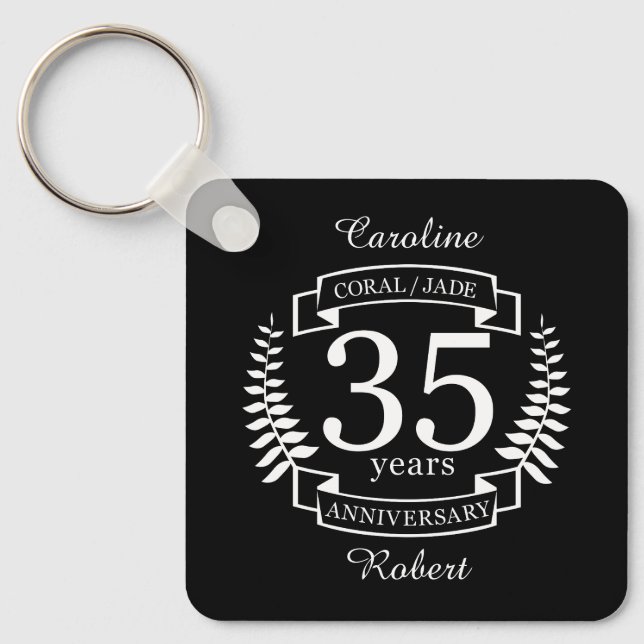 Porte-clés 35e ANNIVERSAIRE Mariage JADE / CORAL (Recto)