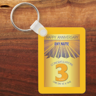 Porte-clés 3 ans d'abstinence Golden Ray 12 Étapes