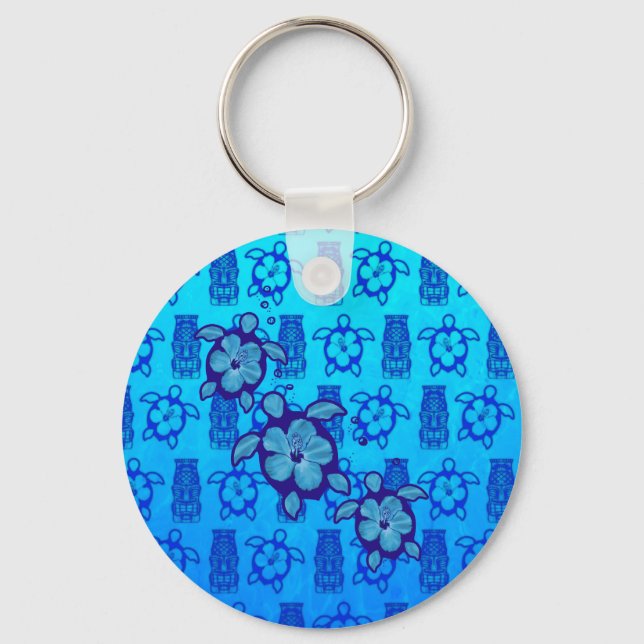 Porte-clés 3 Tortues Honu Bleues (Recto)