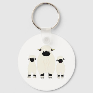 Porte-clés 3 Valais Blacknose Sheep in a row
