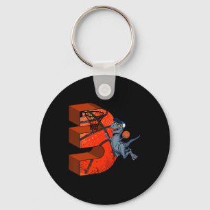 Porte-clés 3e anniversaire de basket-ball Dinosaur Boy Cadeau