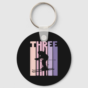 Porte-clés 3e anniversaire Girl Retro Ski Lover Skier 3 ans O