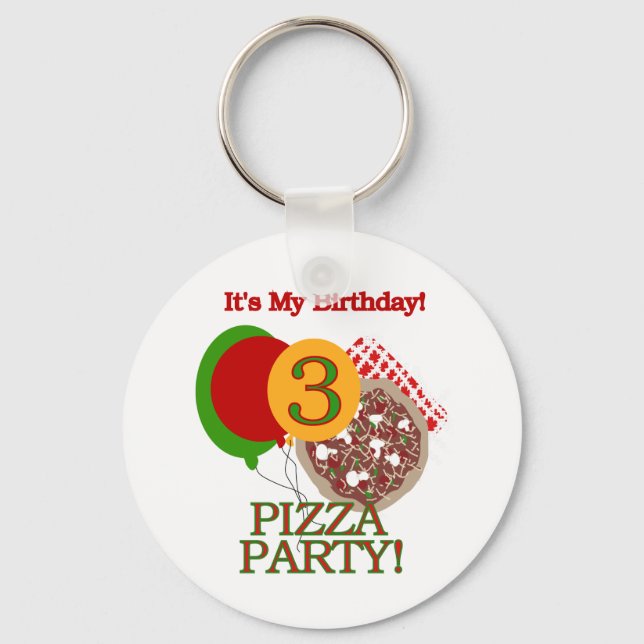 Porte-clés 3e fête de pizza Tshirts et cadeaux d'anniversaire (Recto)