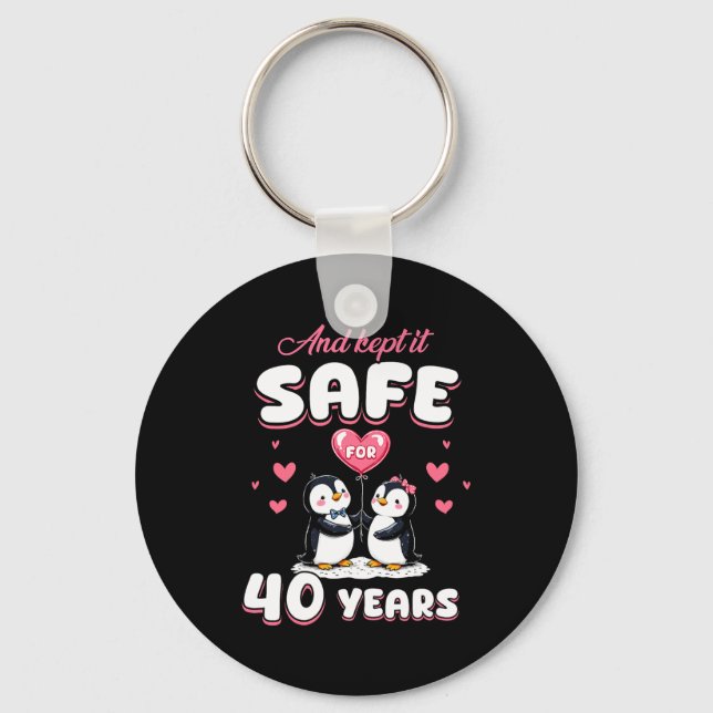Porte-clés 40 Ans de Mariage Cadeau de Mariage Couple de Manc (Recto)