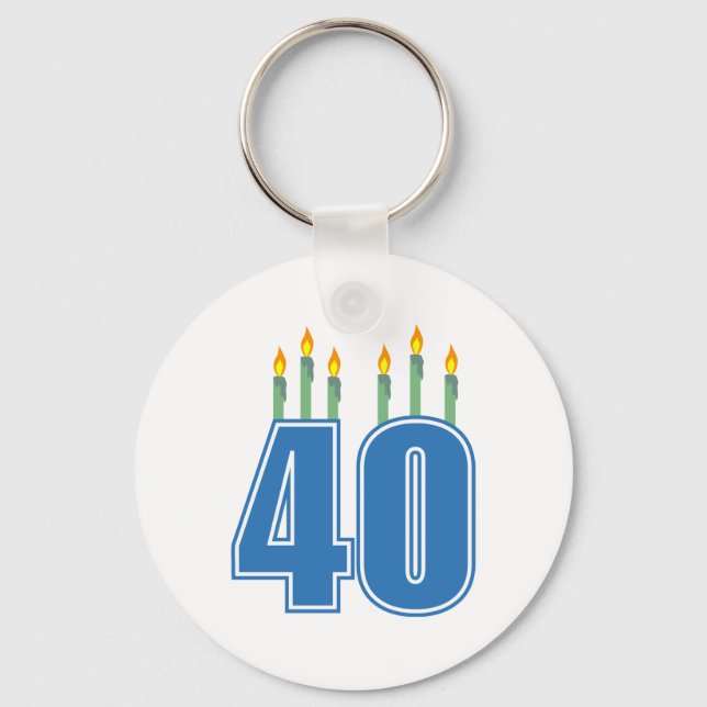 Porte-clés 40 bougies d'anniversaire (bleu / vert) (Recto)