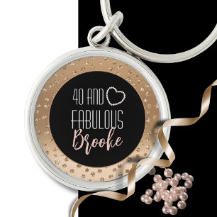 Porte-clés 40 et Fabulous Bling Fancy 40th Gold Black Blush
