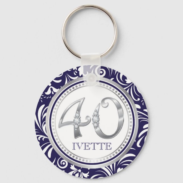 Porte-clés 40e anniversaire Porte - clé-Marine Bleu & Argent (Recto)