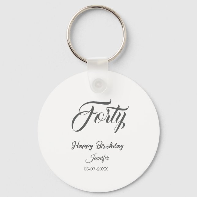 Porte-clés 40ème lettre quarantième anniversaire ajouter nom  (Recto)