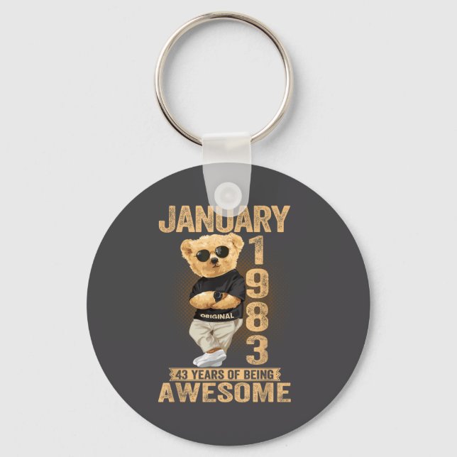 Porte-clés 43 Year Old January 1983 Teddy Bear 43rd Birthday  (Recto)