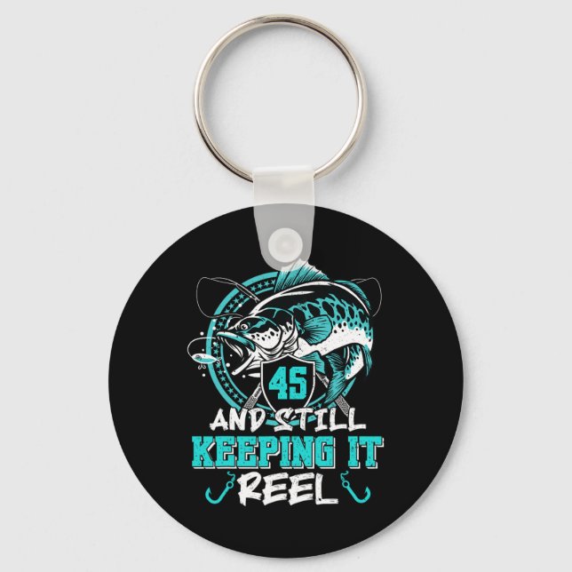 Porte-clés 45e anniversaire Pêche amusante 45 toujours garder (Recto)