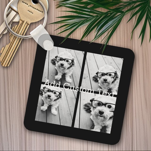 Porte-clés 4 Collage de photos - vous pouvez changer la coule (Personalized keychain - Photo Collage)