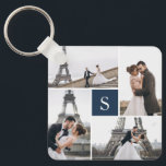 Porte-clés 4 Galerie de photos Monogramme bleu marine<br><div class="desc">Ajoutez vos photos et votre monogramme personnalisé pour un design spécial d'un genre.</div>