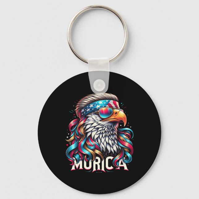 Porte-clés 4 juillet Aigle Funny Patriotique Juillet 4 Usa Mu (Recto)