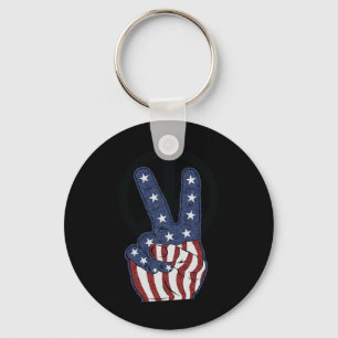 Porte-clés 4 juillet America Independence Day Peace Love Amer