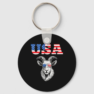 Porte-clés 4 juillet Américain Drapeau Chèvre Lover Usa Patri