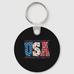Porte-clés 4 juillet Américaine Drapeau Coquette Bow Femmes G