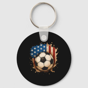 Porte-clés 4 juillet garçon de football patriotique drapeau a