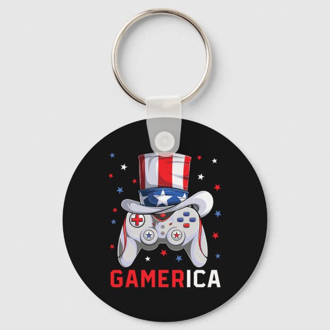 Porte-clés 4 juillet jeu vidéo American Flag Uncle Sam Gam (Recto)