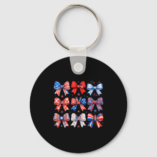 Porte-clés 4 juillet nœud coquette rouge blanc bleu usa 250e