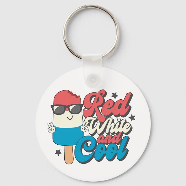 Porte-clés 4 juillet Popsicles Rouge Blanc Et Cool (Recto)