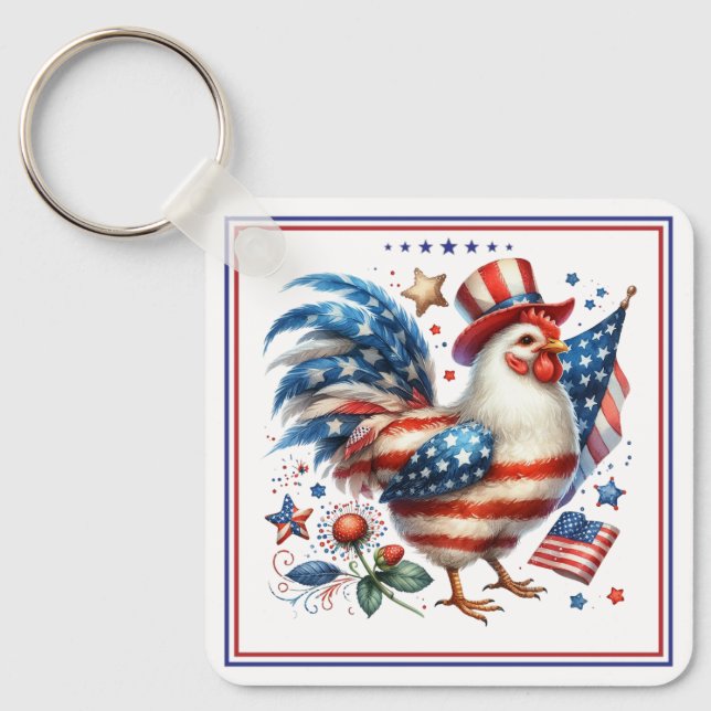 Porte-clés 4 juillet Poulet Clipart-61531 (Recto)