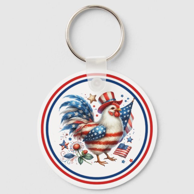 Porte-clés 4 juillet Poulet Clipart-61531 (Recto)