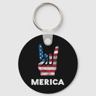 Porte-clés 4 juillet Rock Hand Merica Drapeau Amérique Rocker