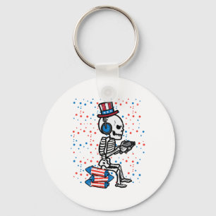 Porte-clés 4 juillet Skeleton Gamer Funny America Garçons Enf