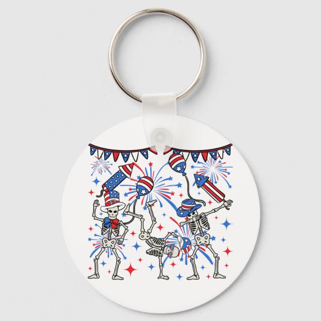 Porte-clés 4 juillet Skeletons Cercle (Recto)