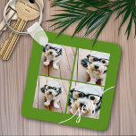 Porte-clés 4 Photo Instagram Collage avec Holiday Joy Green<br><div class="desc">Utilisez 4 photos carrés pour créer un Méménite de Noël Joyeux unique et branché. Si vous avez besoin de déplacer quelque chose,  cliquez sur le bouton personnaliser pour apporter des modifications.</div>