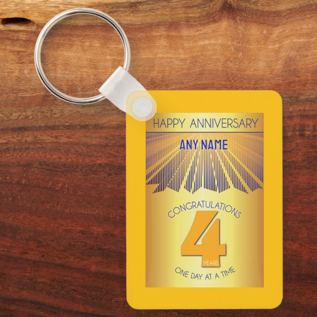 Porte-clés 4 Year Sober Anniversary | Golden Ray 12 Step (Recto)