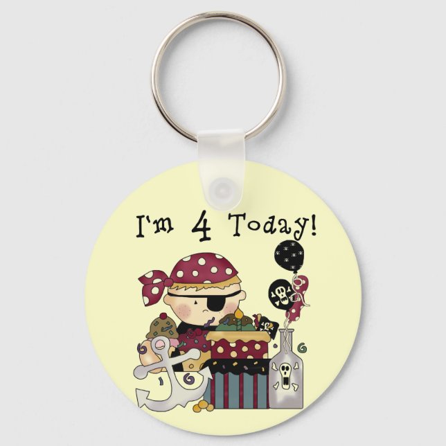 Porte-clés 4e anniversaire Pirate Tshirts et cadeaux (Recto)