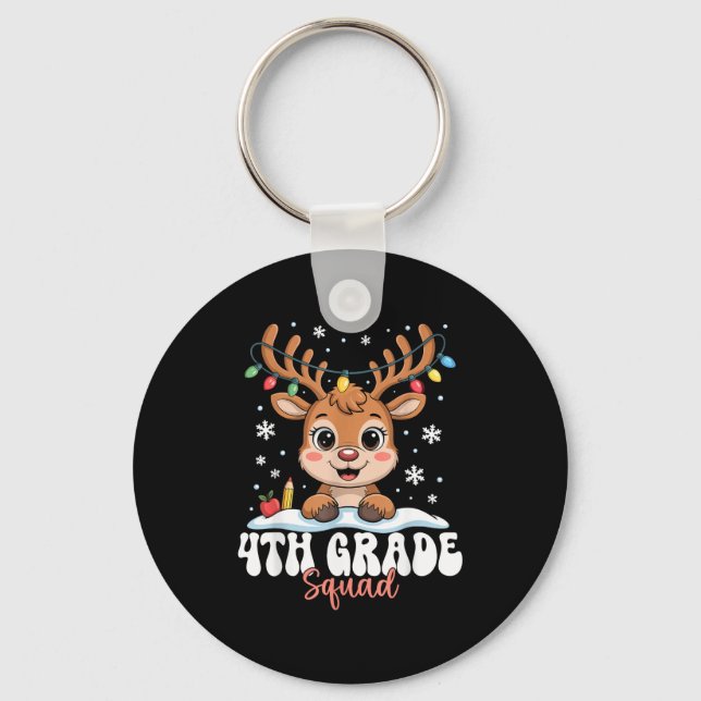 Porte-clés 4th Grade Squad Reindeer Christmas Lights Cute Win (Recto)