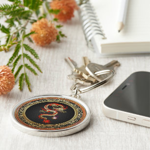 Porte-clés [500] Dragon chinois d'or Fucanglong