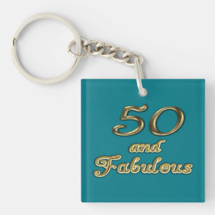 Porte-clés 50 et fabuleux Anniversaire Typographie d'or 50e â