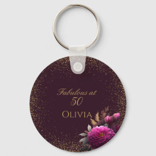 Porte-clés 50 et fabuleux Gold Magenta Parties scintillant An